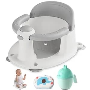 Baby Bath Seat for Babies 6 Months & up, Non-Slip Toddler Bath Seat for Baby & Newborn, Sit Up Bath Seat for Baby,Grey image