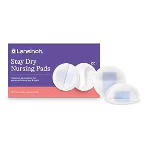 Lansinoh Stay Dry Disposable Nursing Pads, Soft and Super Absorbent Breast Pads, Breastfeeding Essentials for Moms, 100 Count image