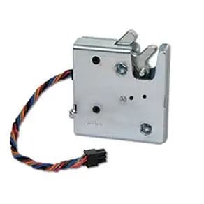 Southco R4-EM-11-161 Electronic Rotary Push-to-Close Latch, Auto Relock, with Latch Status Microswitch, Non-Sealed Connector, 1/4-20 Thread, Steel Housing, Zinc Plate, Bright Chrom image