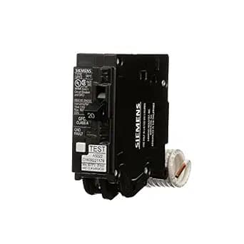 SIEMENS QF120A Gfci Circuit Breaker, Plug In, Self Testing, 20 Amp, 1-Pole, 120 Volt image