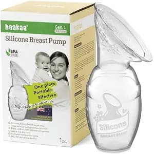 haakaa Manual Breast Pump for Breastfeeding, Silicone, Clear 4oz/100ml image