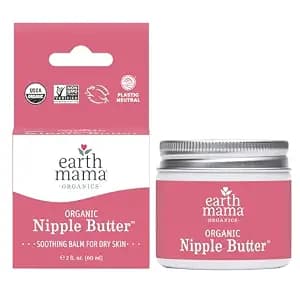 Earth Mama Organic Nipple Butter™ | Nipple Cream Safe for Breastfeeding | Postpartum Essentials for Nursing | Non Lanolin Nipple Cream, 2-Fluid Ounce image