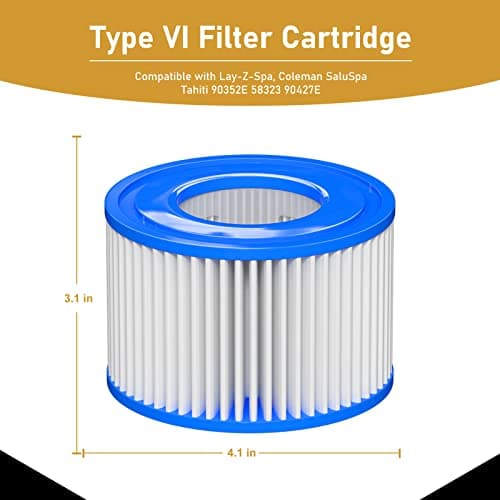 Type Ⅵ Hot Tub Spa Filter Replacement Compatible with Lay-Z-Spa, Coleman SaluSpa 90352E 58323, Inflatable Hot Tub, Swimming Pool Pump Filter Type Ⅵ Cartridge, 12 Pack image
