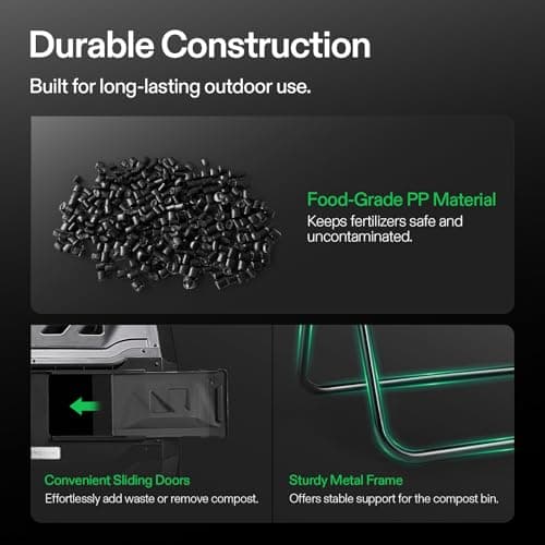 VIVOSUN Outdoor Tumbling Composter Dual Rotating Batch Compost Bin, 43 Gallon Black Door image
