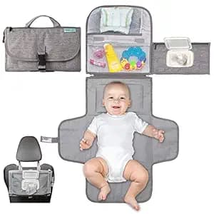 Portable Diaper Changing Pad, Portable Changing pad for Newborn Girl & Boy - Baby Changing Pad with Smart Wipes Pocket – Waterproof Travel Changing Kit - Baby Gift by Kopi Baby image