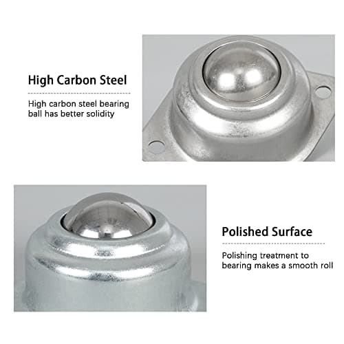 HLMOptimo 1” Rolling Ball Transfers 8 pcs, Universal Transfer Bearings of 400 Lbs Load Capacity, Two-Hole Flange Mounted Roller Bearings for Conveyor Transmission Furniture Wheelch image