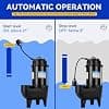Acquaer 3/4HP Submersible Sewage/Effluent Pump, Cast Iron, 115V 6400 GPH Automatic Tethered Float Switch, Sump Pump for Sump Basin, Basement, Residential Sewage, 2'' NPT Discharge image
