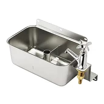 Krowne 16-153L Krowne Front Mount Dipper Well, Stainless Steel, 1" Drain, 1/2" NPT Male Inlet, Low Lead Compliant image