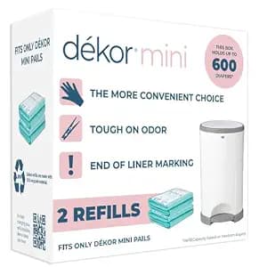 Diaper Dekor Mini Diaper Pail Refills | 2 Count | Most Economical Refill System | Quick & Easy to Replace | No Preset Bag Size Use Only What You Need | Exclusive End-of-Liner Marki image