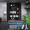 Yizosh Metal Garage Storage Cabinet with 2 Doors and 5 Adjustable Shelves - 71" Steel Lockable File Cabinet,Locking Tool Cabinets for Office,Home,Garage,Gym,School (Black) image