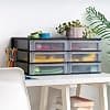 IRIS USA Plastic Stacking Desk Top 3-Drawer Storage Organizer, 2-Pack, for Makep Vanity Nail Polish Bathroom Stationery Art Craft Supplies Kitchen Office Garage and Small Organizat image
