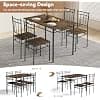 Dining Table Set for 4, 5-Piece Kitchen Table and Chairs, Rectangular Dining Room Table Set with 4 Chairs, Space-Saving Kitchen Table Set for Small Space,Dinette,Apartment,Brown image