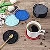 ME.FAN Silicone Coasters [6 Pack] Coasters with Holder - Drinking Coasters - Cup Mat for Drinks - Live for Hot or Cold Drink Thickened, Non-Slip, Non-Stick, Deep Tray Black image