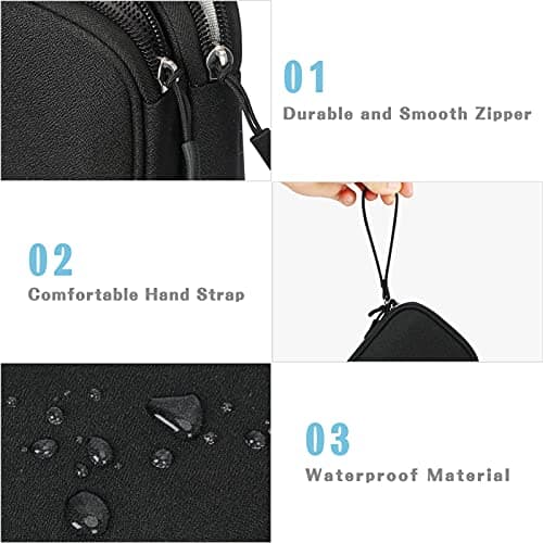 FYY Travel Cable Organizer Pouch Electronic Accessories Carry Case Portable Waterproof Double Layers All-in-One Storage Bag for Cord, Charger, Phone, Earphone Black image