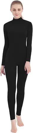 SUPRNOWA Full Body Unitard Turtleneck Spandex Footed/Footless Long Sleeve Unisex image
