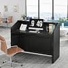 Tribesigns Reception Desk with Counter, Modern Front Desk Reception Room Table with Cable Grommet, 47 inch Retail Counter for Checkout, Lobby, Beauty Salon, Home Office Desk, Black image