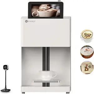 Color Coffee Latte Art Machine EB-FC1 Customized Multi-Color Photo Selfie Printing with Camera Afternoon Tea Cake Desserts DIY Personalized Decoration to Family Friends - White image