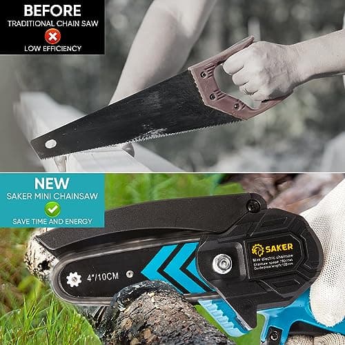 Saker Mini Chainsaw,Portable Electric Chainsaw Cordless,Handheld Chain Saw Pruning Shears Chainsaw for Tree Branches,Courtyard,Household and Garden Gifts for Men Dad Husband Women image