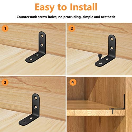 Blingstar L Bracket Stainless Steel Corner Brace 16 Pcs 1.57x1.57 Inch Joint Right Angle Bracket 90 Degree Corner Fastener for Wood Furniture Bedframe Cabinet Drawer Chair, with 64 image