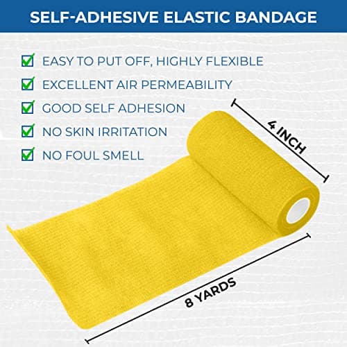 Self Adhesive Bandage Wrap - Pack of 12 Assorted Colors, Non-Woven, Breathable & Water-Resistant Vet Wrap for First Aid, Sports Injury, Body Sprains, & Pets - 4 Inch x 5 Yards image