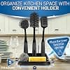 Dish Brush Set of 5 with Convenient Holder, Bottle Water Brush, Dish Scrub Brush, Scrubber Brush and Straw Brush - Kitchen Scrub Brushes Non Slip Long Handle for Sink Dishes Cup Po image