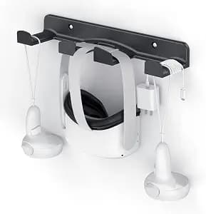 HomeMount VR Wall Mount Storage Stand Hook-for Meta/Oculus Quest 2/Quest/ Rift/ Rift S/ Valve Index/ HTC Vive/ HP Reverb G2/ Playstation VR Headsets, Gaming Controller Hanger Space image