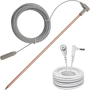 Copper Grounding Rod with 40ft Female Ground Cord, Portable Ground Rod Kit,Great for Grounded Earth Connected Products, Easy to Use with Grounding Mat, Grounding Sheet, Pillowcase, image