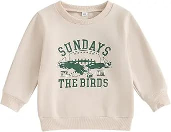 Karuedoo Toddler Baby Girl Boy Game Day Football Outfit Sundays Are for the Birds Crewneck Sweatshirt Long Sleeve Shirts Top image