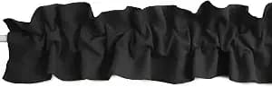 Solid Poplin Sleeve Topper Window Valance Top Bottom Ruffle Home Décor Bedroom Nursery Kitchen Window (58" Wide x 5" Tall, Black) image