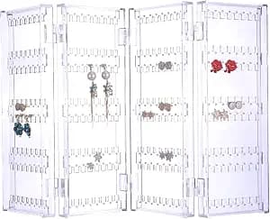 Sooyee Acrylic Earring Holder Organizer,256 Holes 5 Tiers Stud Organizer,4 Doors Foldable Necklace Jewelry Display Stands for Selling,Clear image