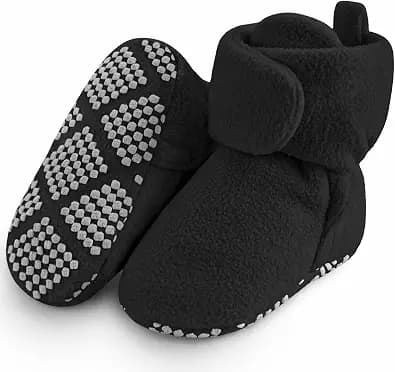 Pro Goleem Fleece Baby Booties, Warm Cozy Baby Slippers, Stay On Sock Shoes, Easy to Put on, Unisex Baby Gifts, Soft Non-Slip Adjustable Newborn Boots for Boys and Girls image