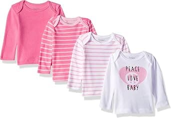 Hanes Baby and Toddler Long Sleeve Flexy Soft Knit Expandable Shoulder Pullover Undershirt (4 Pack) image