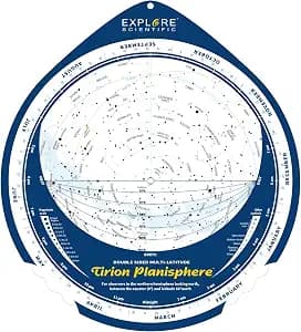 Tirion Double-Sided Multi-Latitude Planisphere Night Sky Star Map Guide for Astronomy image