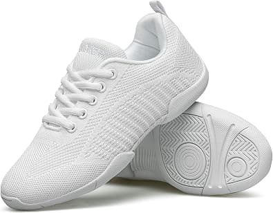 BAXINIER Girls White Cheerleading Shoes Breathable Youth Cheer Competition Sneakers Athletic Training Dance Tennis Walking Shoes image