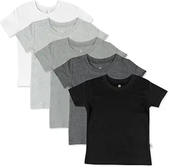 HonestBaby Multipack Short Sleeve T-Shirt Tee 100% Organic Cotton Infant Baby, Toddler, Little Kids Boys, Girls, Unisex image
